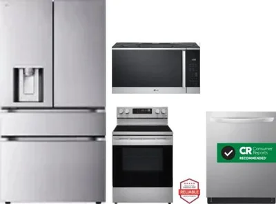 4 Piece Package Includes Refrigerator, Range, Microwave And Dishwasher