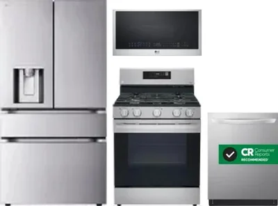 4 Piece Package Includes Refrigerator, Range, Microwave And Dishwasher