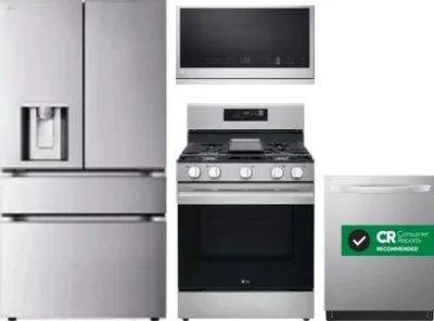 4 Piece Package Includes Refrigerator, Range, Microwave And Dishwasher