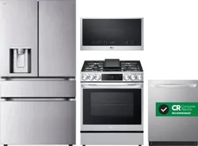 4 Piece Package Includes Refrigerator, Range, Microwave And Dishwasher