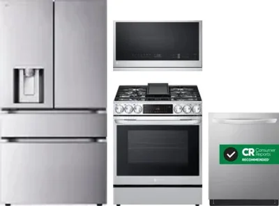 4 Piece Package Includes Refrigerator, Range, Microwave And Dishwasher