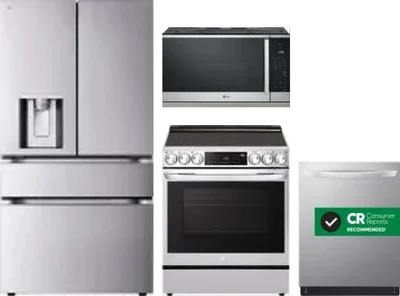 4 Piece Package Includes Refrigerator, Range, Microwave And Dishwasher