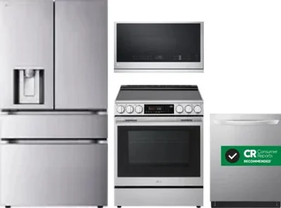 4 Piece Package Includes Refrigerator, Range, Microwave And Dishwasher