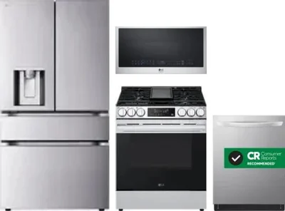 4 Piece Package Includes Refrigerator, Range, Microwave And Dishwasher
