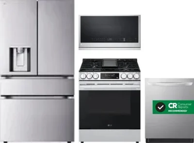 4 Piece Package Includes Refrigerator, Range, Microwave And Dishwasher