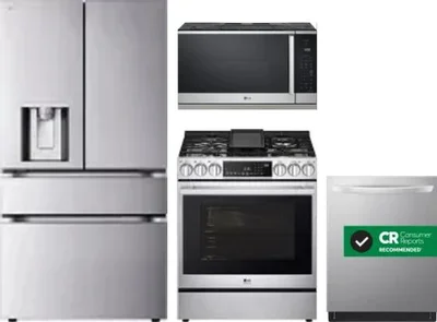 4 Piece Package Includes Refrigerator, Range, Microwave And Dishwasher