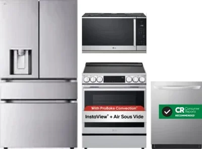 4 Piece Package Includes Refrigerator, Range, Microwave And Dishwasher