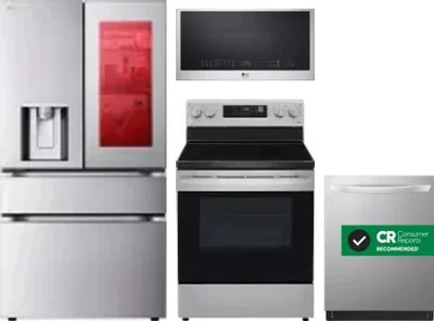 4 Piece Package Includes Refrigerator, Range, Microwave And Dishwasher