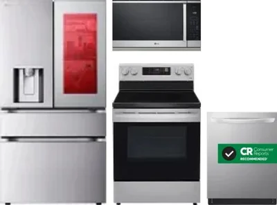 4 Piece Package Includes Refrigerator, Range, Microwave And Dishwasher
