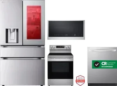 4 Piece Package Includes Refrigerator, Range, Microwave And Dishwasher