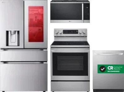 4 Piece Package Includes Refrigerator, Range, Microwave And Dishwasher