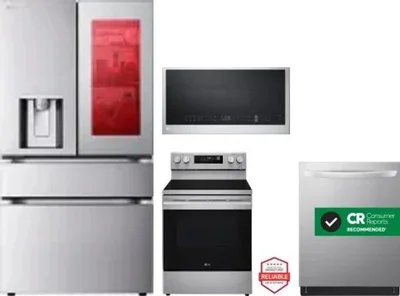 4 Piece Package Includes Refrigerator, Range, Microwave And Dishwasher
