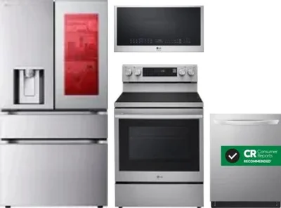 4 Piece Package Includes Refrigerator, Range, Microwave And Dishwasher