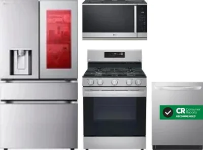4 Piece Package Includes Refrigerator, Range, Microwave And Dishwasher