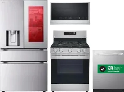 4 Piece Package Includes Refrigerator, Range, Microwave And Dishwasher
