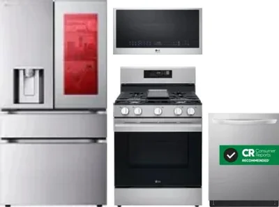 4 Piece Package Includes Refrigerator, Range, Microwave And Dishwasher
