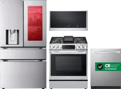 4 Piece Package Includes Refrigerator, Range, Microwave And Dishwasher
