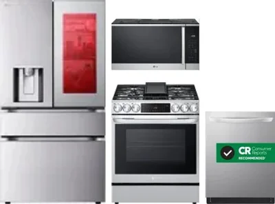 4 Piece Package Includes Refrigerator, Range, Microwave And Dishwasher