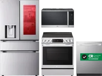 4 Piece Package Includes Refrigerator, Range, Microwave And Dishwasher