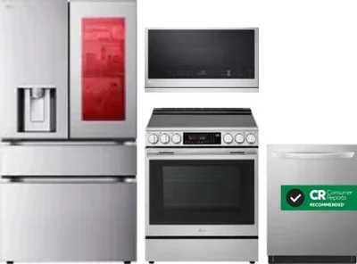 4 Piece Package Includes Refrigerator, Range, Microwave And Dishwasher