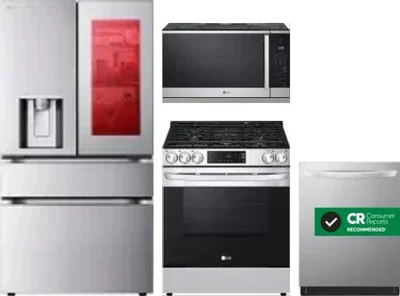 4 Piece Package Includes Refrigerator, Range, Microwave And Dishwasher