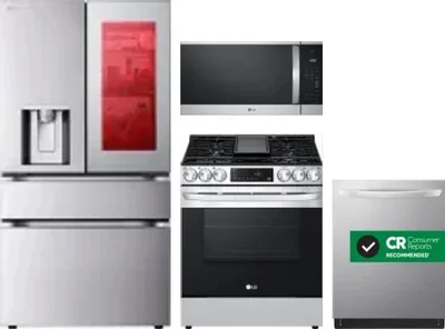 4 Piece Package Includes Refrigerator, Range, Microwave And Dishwasher