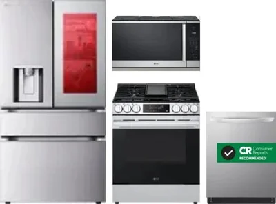 4 Piece Package Includes Refrigerator, Range, Microwave And Dishwasher