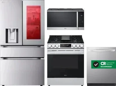 4 Piece Package Includes Refrigerator, Range, Microwave And Dishwasher