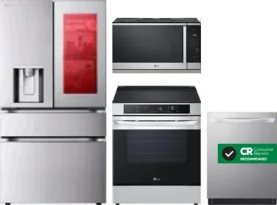 4 Piece Package Includes Refrigerator, Range, Microwave And Dishwasher