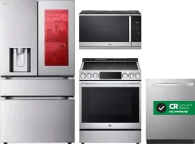 4 Piece Package Includes Refrigerator, Range, Microwave And Dishwasher
