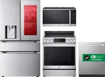 4 Piece Package Includes Refrigerator, Range, Microwave And Dishwasher