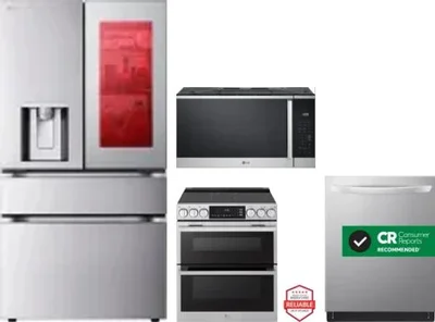 4 Piece Package Includes Refrigerator, Range, Microwave And Dishwasher