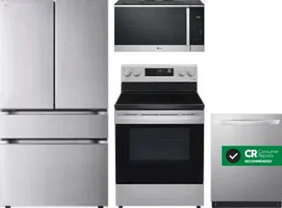 4 Piece Package Includes Refrigerator, Range, Microwave And Dishwasher
