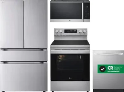 4 Piece Package Includes Refrigerator, Range, Microwave And Dishwasher