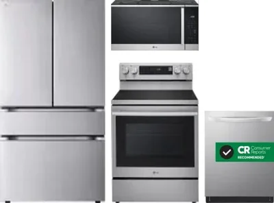 4 Piece Package Includes Refrigerator, Range, Microwave And Dishwasher