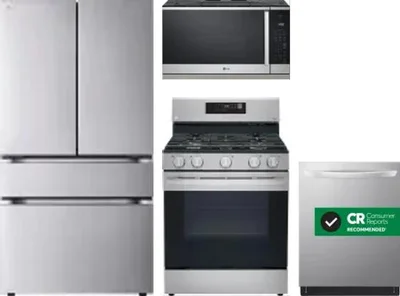 4 Piece Package Includes Refrigerator, Range, Microwave And Dishwasher