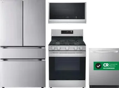 4 Piece Package Includes Refrigerator, Range, Microwave And Dishwasher