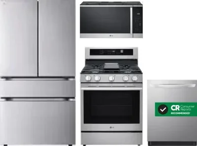 4 Piece Package Includes Refrigerator, Range, Microwave And Dishwasher