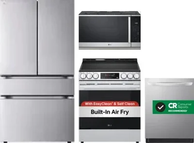 4 Piece Package Includes Refrigerator, Range, Microwave And Dishwasher