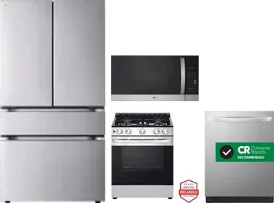 4 Piece Package Includes Refrigerator, Range, Microwave And Dishwasher