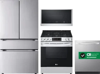 4 Piece Package Includes Refrigerator, Range, Microwave And Dishwasher