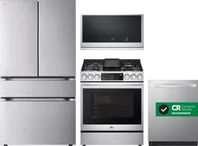 4 Piece Package Includes Refrigerator, Range, Microwave And Dishwasher