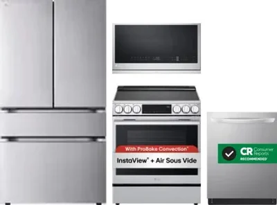 4 Piece Package Includes Refrigerator, Range, Microwave And Dishwasher