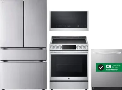 4 Piece Package Includes Refrigerator, Range, Microwave And Dishwasher