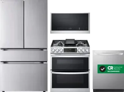4 Piece Package Includes Refrigerator, Range, Microwave And Dishwasher