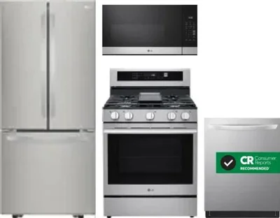 4 Piece Package Includes Refrigerator, Range, Microwave And Dishwasher