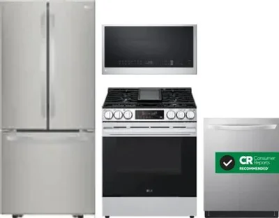 4 Piece Package Includes Refrigerator, Range, Microwave And Dishwasher