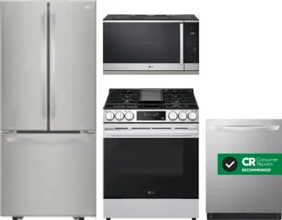 4 Piece Package Includes Refrigerator, Range, Microwave And Dishwasher