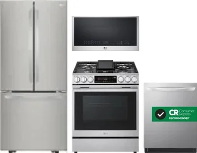 4 Piece Package Includes Refrigerator, Range, Microwave And Dishwasher