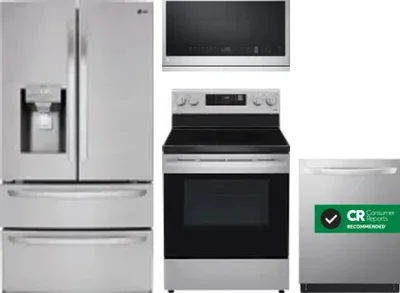 4 Piece Package Includes Refrigerator, Range, Microwave And Dishwasher